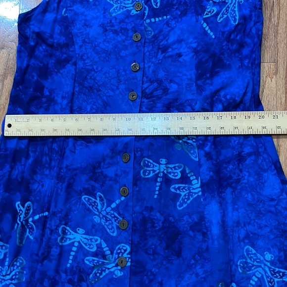 Spicy Bamboo Size Large Vintage Classic Summer Dress Midi Blue Button Down - Picture 10 of 12